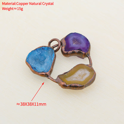 Boho Irregular Natural Clear Quartz Pendant Bronze Soldered Healing Stones Crystal Pendants For Necklaces Jewelry