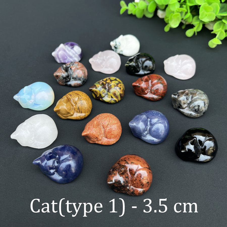 Wholesale Various Jasper Carved Crystal Stone Whale Dog Cat Bear Bunny Frog Mini Crystal Animal Carving