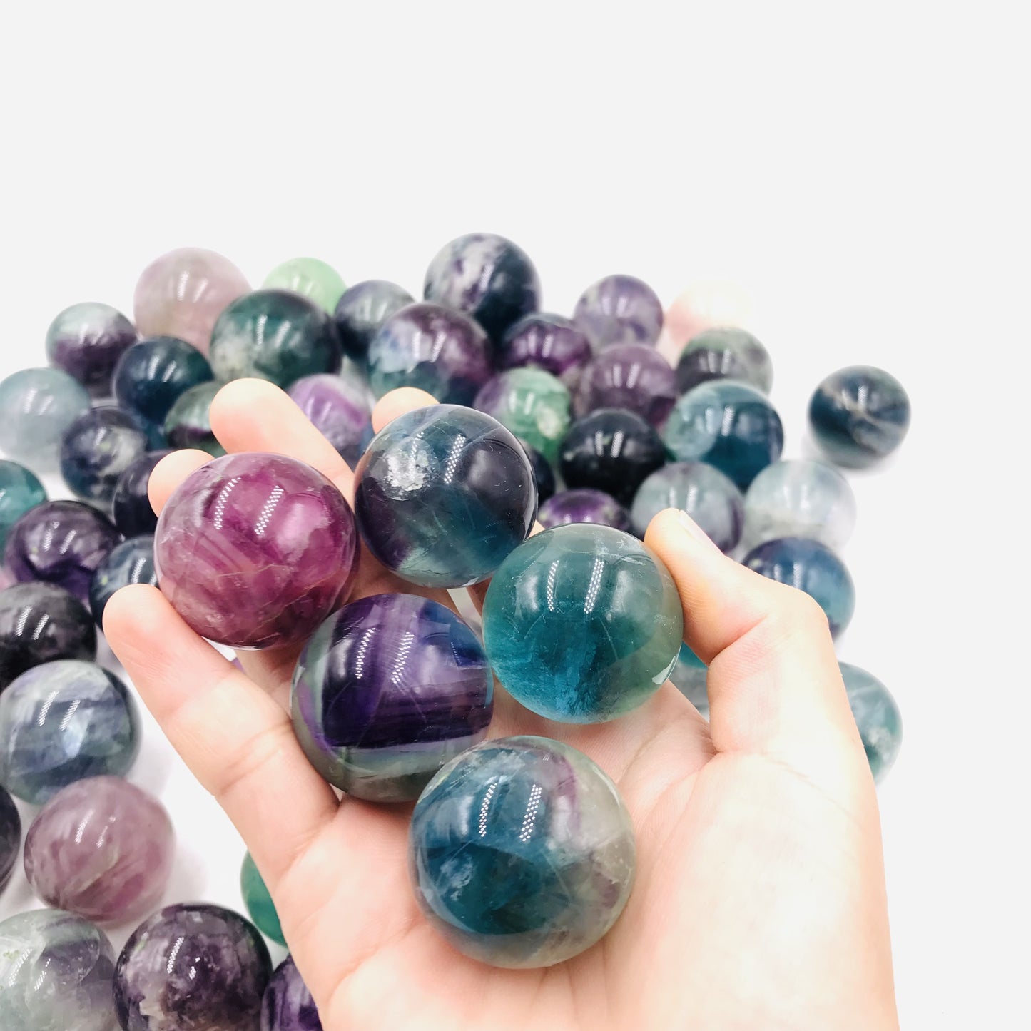 Wholesale High quality natural rainbow fluorite quartz crystal ball healing crystal sphere for decoration