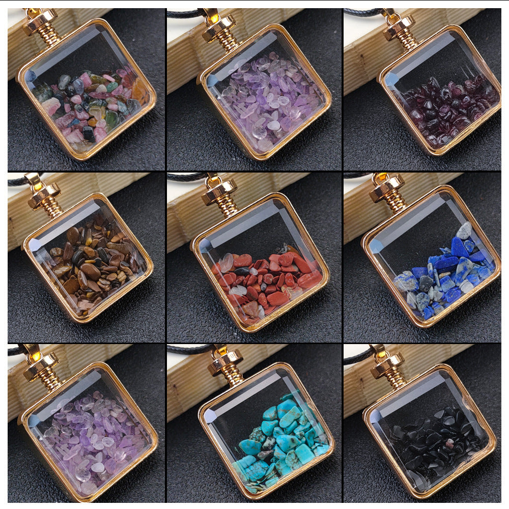 New arrival crystal chips bottle jewelry natural gemstone crystal wishing bottle pendant