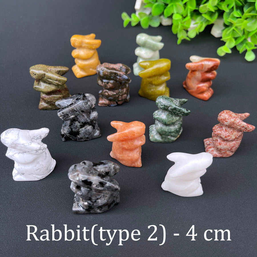 Wholesale Various Jasper Carved Crystal Stone Whale Dog Cat Bear Bunny Frog Mini Crystal Animal Carving