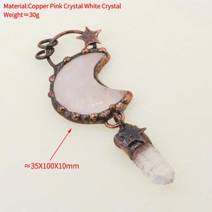 Boho Irregular Natural Clear Quartz Pendant Bronze Soldered Healing Stones Crystal Pendants For Necklaces Jewelry