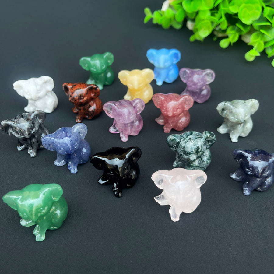 Wholesale Various Jasper Carved Crystal Stone Whale Dog Cat Bear Bunny Frog Mini Crystal Animal Carving