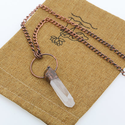 Boho Irregular Natural Clear Quartz Pendant Bronze Soldered Healing Stones Crystal Pendants For Necklaces Jewelry