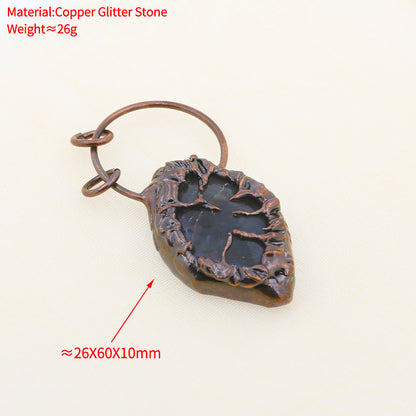 Boho Irregular Natural Clear Quartz Pendant Bronze Soldered Healing Stones Crystal Pendants For Necklaces Jewelry