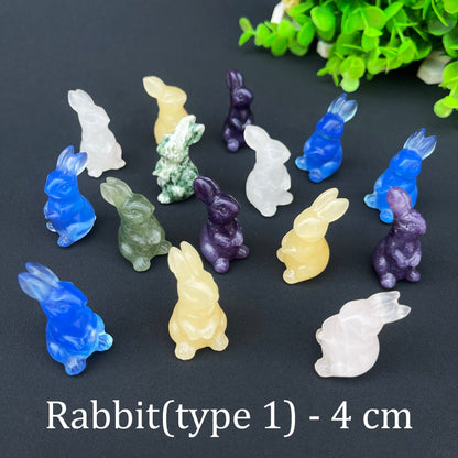 Wholesale Various Jasper Carved Crystal Stone Whale Dog Cat Bear Bunny Frog Mini Crystal Animal Carving