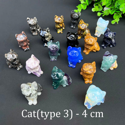 Wholesale Various Jasper Carved Crystal Stone Whale Dog Cat Bear Bunny Frog Mini Crystal Animal Carving