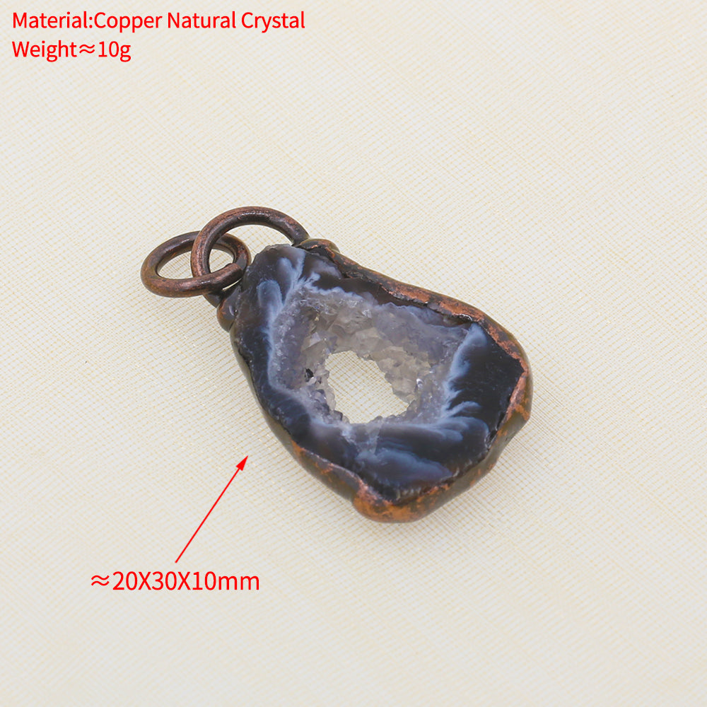 Boho Irregular Natural Clear Quartz Pendant Bronze Soldered Healing Stones Crystal Pendants For Necklaces Jewelry