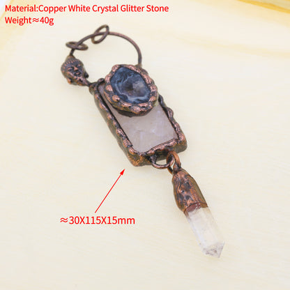 Boho Irregular Natural Clear Quartz Pendant Bronze Soldered Healing Stones Crystal Pendants For Necklaces Jewelry