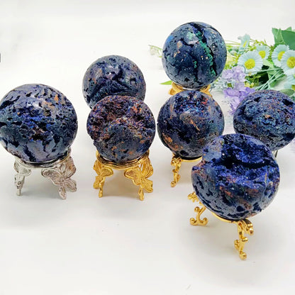 Wholesale Natural Azurite Malachite Sphere Hand Made Healing Crystal Blue Azurite Sphere Ball