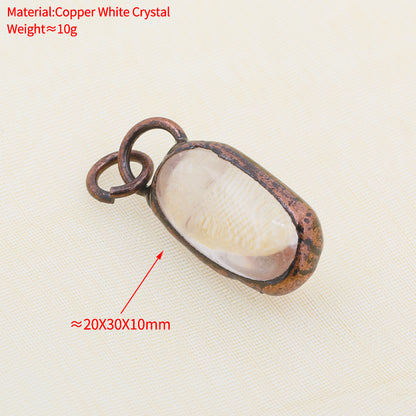 Boho Irregular Natural Clear Quartz Pendant Bronze Soldered Healing Stones Crystal Pendants For Necklaces Jewelry