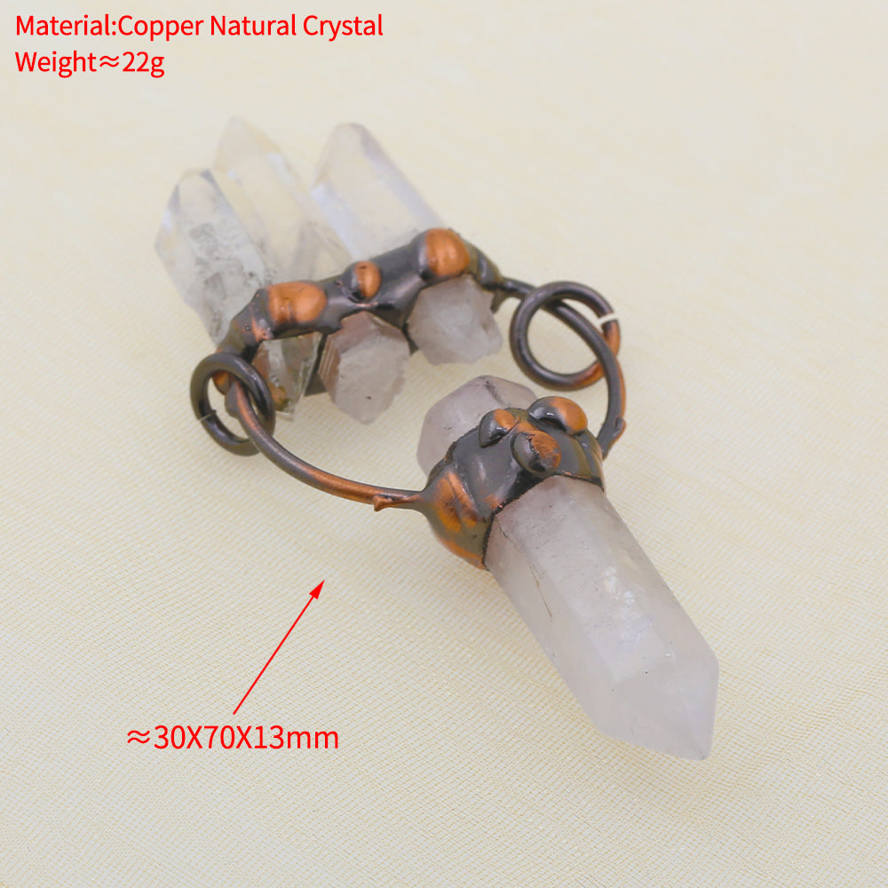 Boho Irregular Natural Clear Quartz Pendant Bronze Soldered Healing Stones Crystal Pendants For Necklaces Jewelry