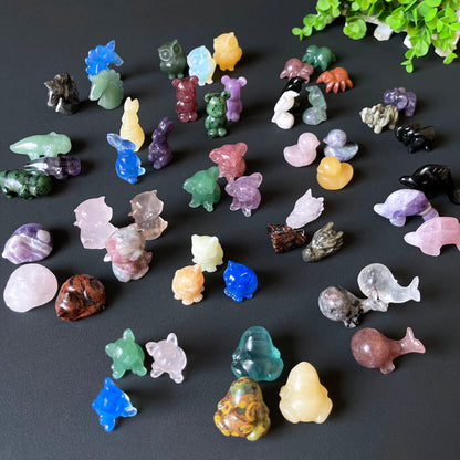 Wholesale Various Jasper Carved Crystal Stone Whale Dog Cat Bear Bunny Frog Mini Crystal Animal Carving