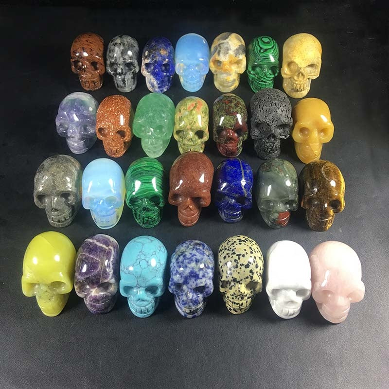 Factory production 2'' variety gemstone natural quartz crystal skulls for healing decoration