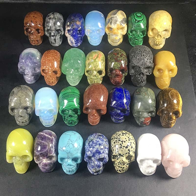 Factory production 2'' variety gemstone natural quartz crystal skulls for healing decoration