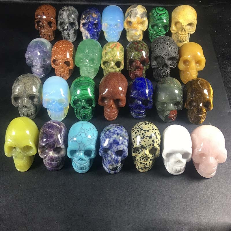 Factory production 2'' variety gemstone natural quartz crystal skulls for healing decoration