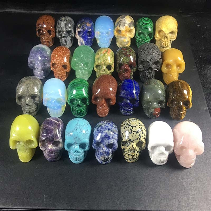 Factory production 2'' variety gemstone natural quartz crystal skulls for healing decoration