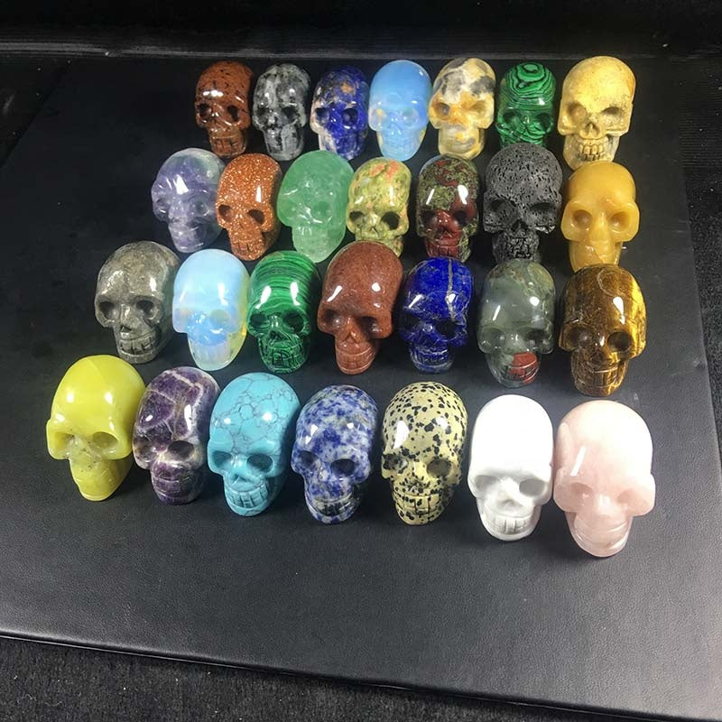 Factory production 2'' variety gemstone natural quartz crystal skulls for healing decoration