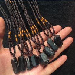 wholesale raw stone pendant gemstone necklace jewelry natural crystal rough stone pendant black tourmaline necklace