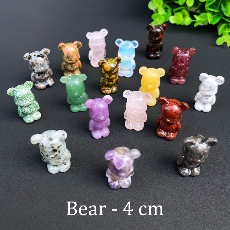 Wholesale Various Jasper Carved Crystal Stone Whale Dog Cat Bear Bunny Frog Mini Crystal Animal Carving