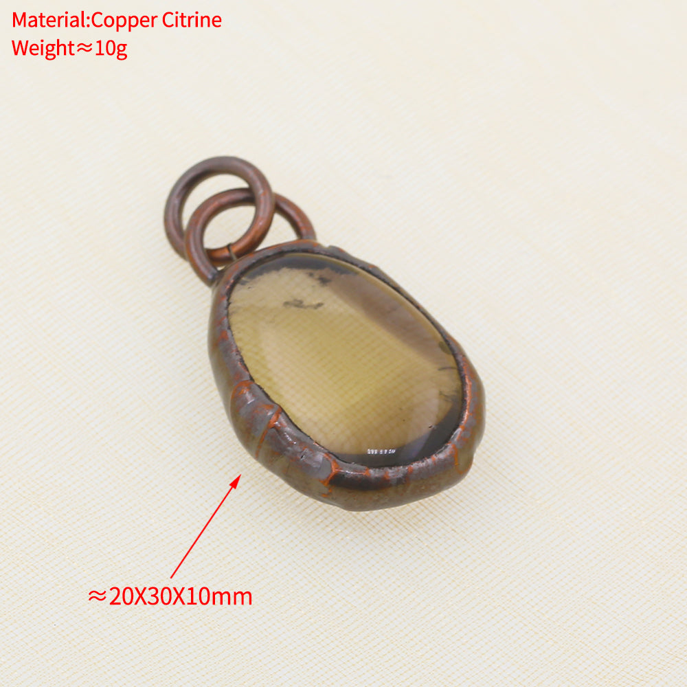 Boho Irregular Natural Clear Quartz Pendant Bronze Soldered Healing Stones Crystal Pendants For Necklaces Jewelry