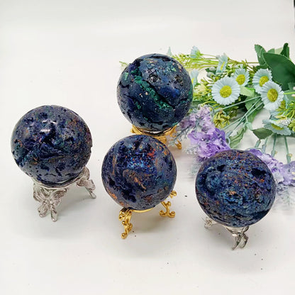 Wholesale Natural Azurite Malachite Sphere Hand Made Healing Crystal Blue Azurite Sphere Ball