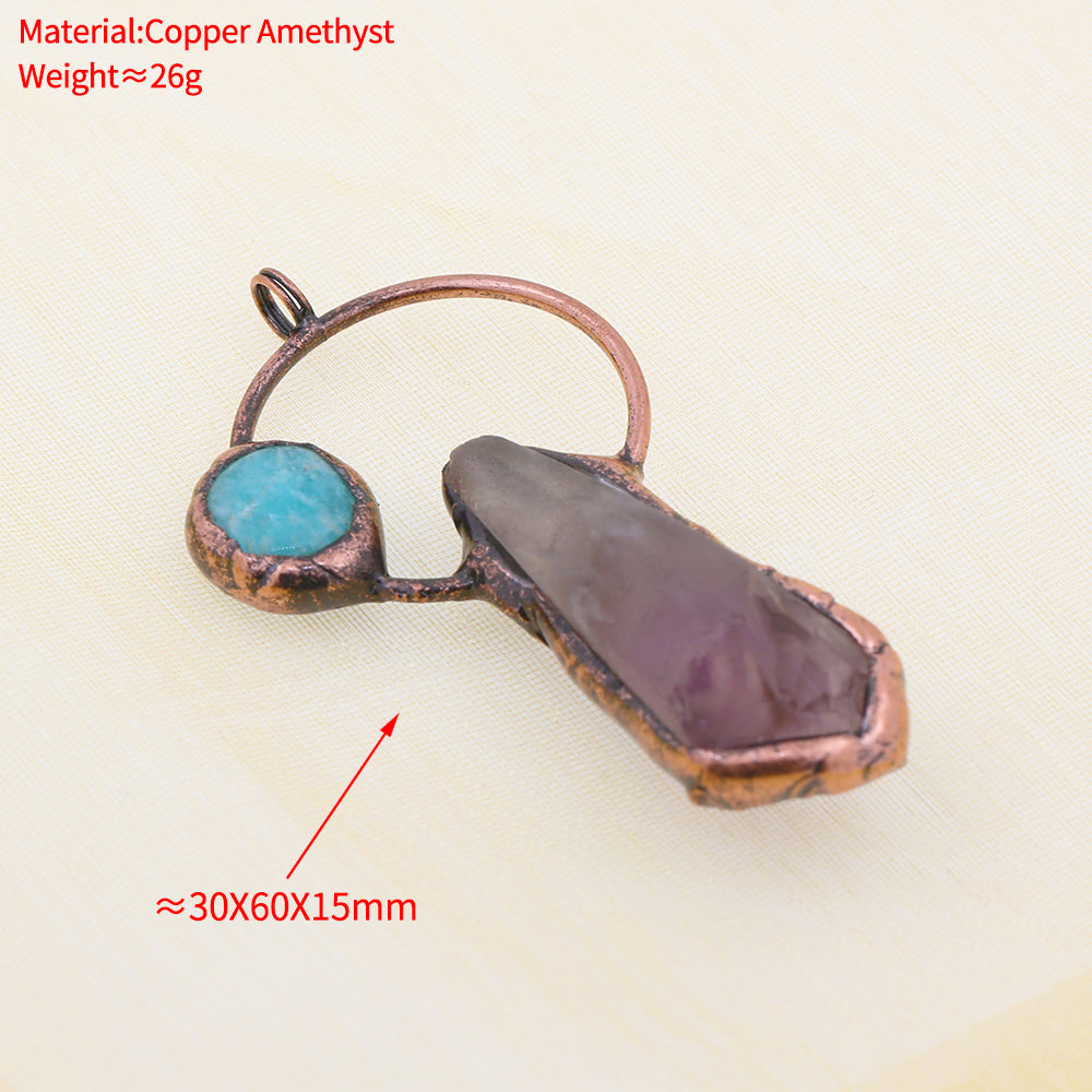 Boho Irregular Natural Clear Quartz Pendant Bronze Soldered Healing Stones Crystal Pendants For Necklaces Jewelry