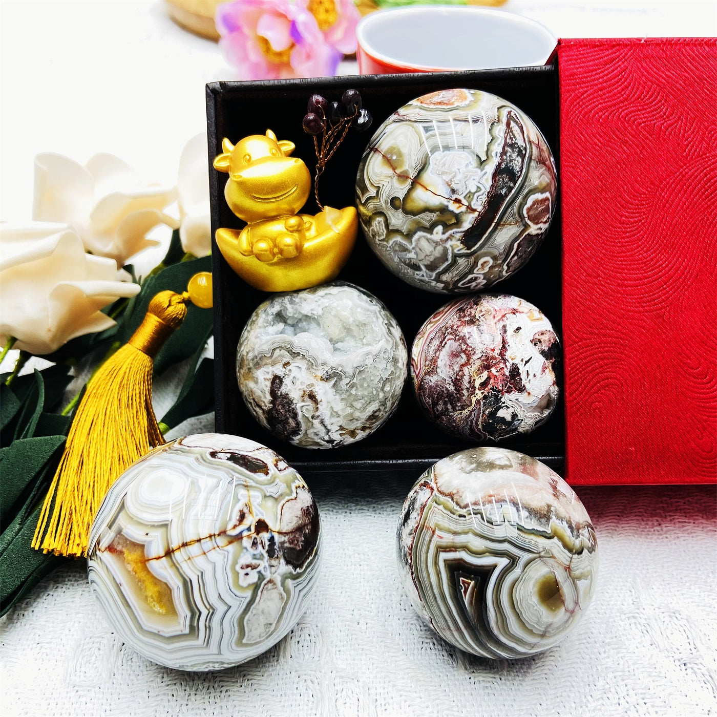 Wholesale Natural Crystal Sphere Healing Gemstone Mexican Agate Ball For Decoration