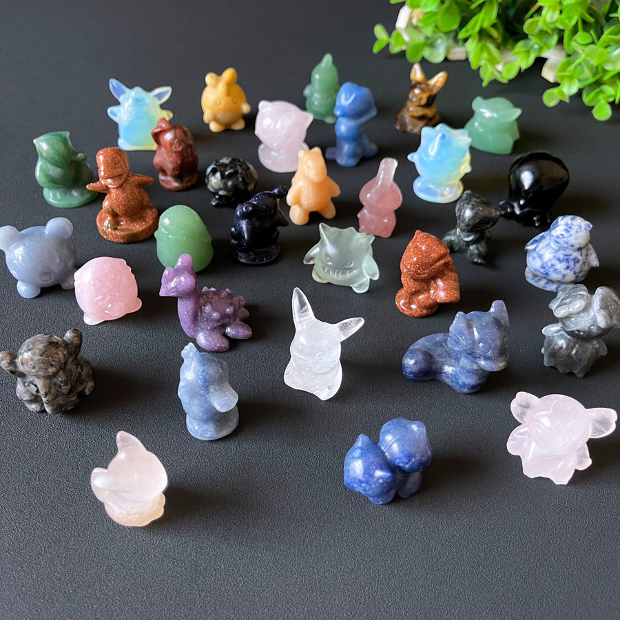 Wholesale Various Jasper Carved Crystal Stone Whale Dog Cat Bear Bunny Frog Mini Crystal Animal Carving