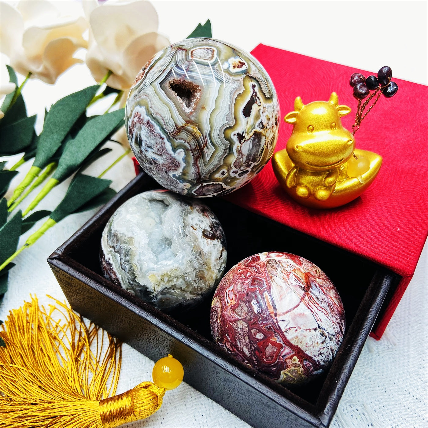 Wholesale Natural Crystal Sphere Healing Gemstone Mexican Agate Ball For Decoration