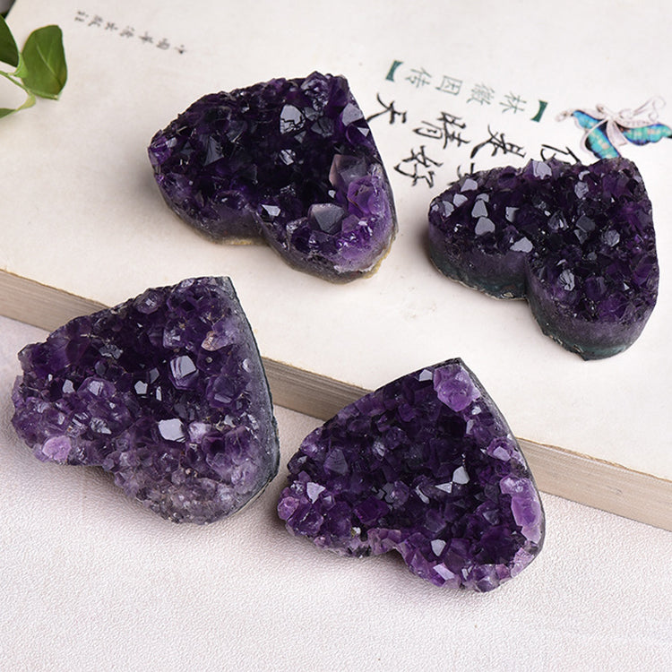 Raw crystals rough Uruguay heart shaped Amethyst geode cluster crystals healing stones natural crystal clusters