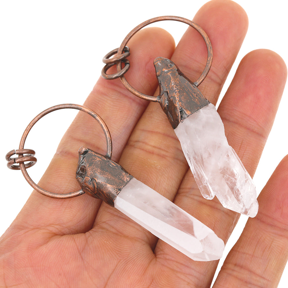 Boho Irregular Natural Clear Quartz Pendant Bronze Soldered Healing Stones Crystal Pendants For Necklaces Jewelry