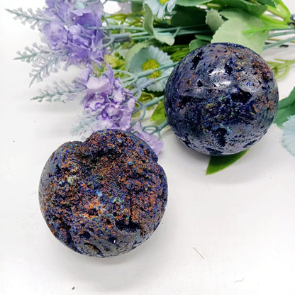 Wholesale Natural Azurite Malachite Sphere Hand Made Healing Crystal Blue Azurite Sphere Ball