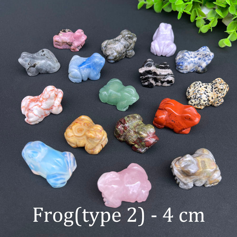 Wholesale Various Jasper Carved Crystal Stone Whale Dog Cat Bear Bunny Frog Mini Crystal Animal Carving