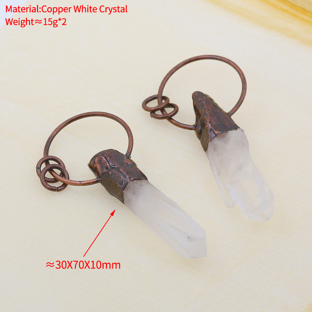 Boho Irregular Natural Clear Quartz Pendant Bronze Soldered Healing Stones Crystal Pendants For Necklaces Jewelry