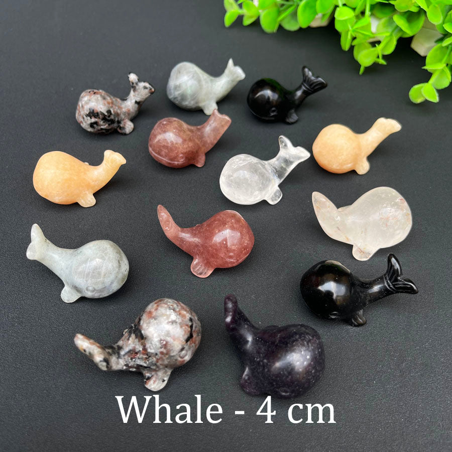 Wholesale Various Jasper Carved Crystal Stone Whale Dog Cat Bear Bunny Frog Mini Crystal Animal Carving