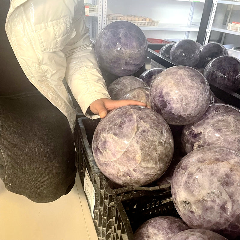 Hot sale Large size Natural Amethyst quartz crystal stone spheres Balls For fengshui decoration