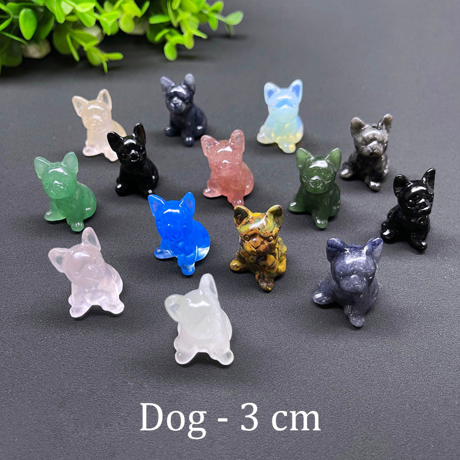 Wholesale Various Jasper Carved Crystal Stone Whale Dog Cat Bear Bunny Frog Mini Crystal Animal Carving