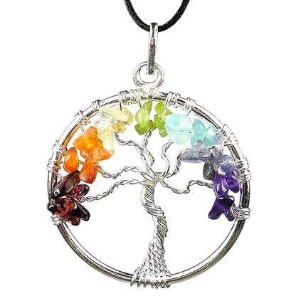 Latest 2023 Natural Crystal 7 Chakra Tree of Life Pendant for Knowledge and Wisdom Available At Reasonable Price