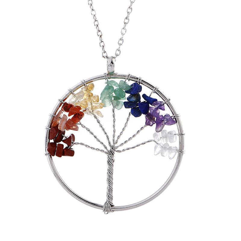 Latest 2023 Natural Crystal 7 Chakra Tree of Life Pendant for Knowledge and Wisdom Available At Reasonable Price