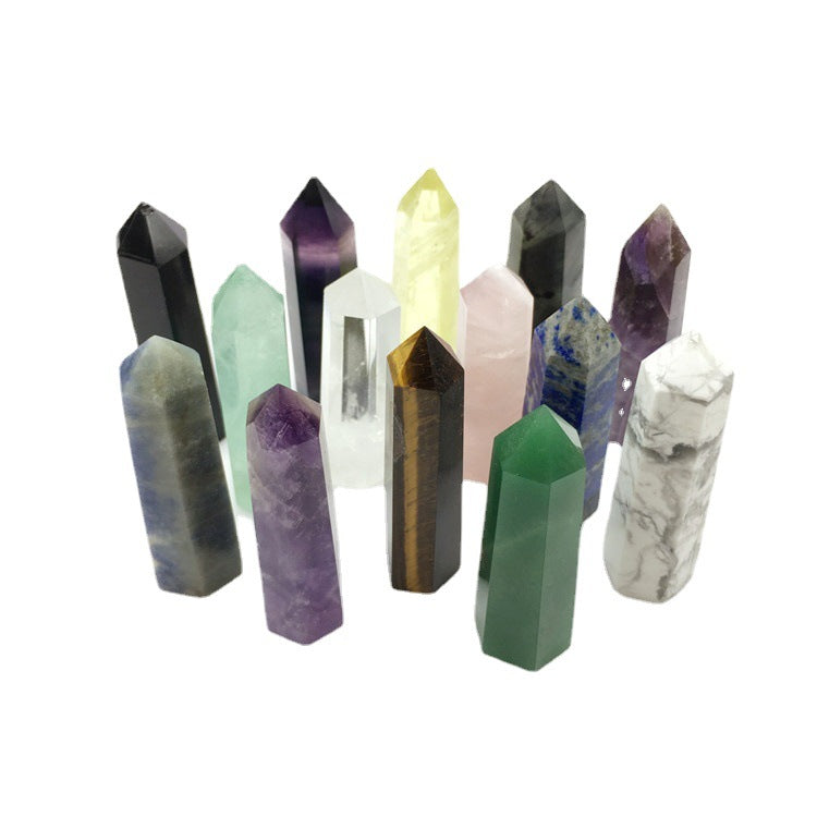 Natural Crystal Hexagonal Prism Single Tip Crystal Column Standard Multi-Material Semi-Precious Stone Crystal Column Decoration Wholesale