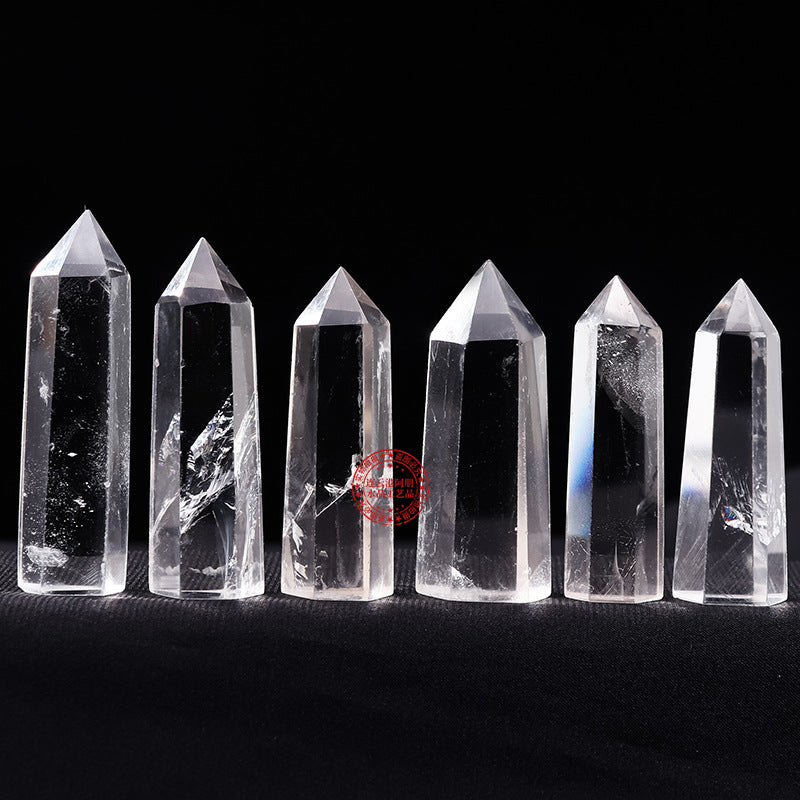 Wholesale Natural White Crystal Point White Crystal Single Pointed Column Crystal Hexagonal Prism Ornament Crystal Stone Energy Pillar