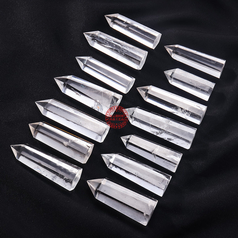 Wholesale Natural White Crystal Point White Crystal Single Pointed Column Crystal Hexagonal Prism Ornament Crystal Stone Energy Pillar