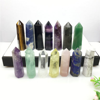 Natural Crystal Hexagonal Prism Single Tip Crystal Column Standard Multi-Material Semi-Precious Stone Crystal Column Decoration Wholesale