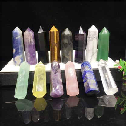 Natural Crystal Hexagonal Prism Single Tip Crystal Column Standard Multi-Material Semi-Precious Stone Crystal Column Decoration Wholesale